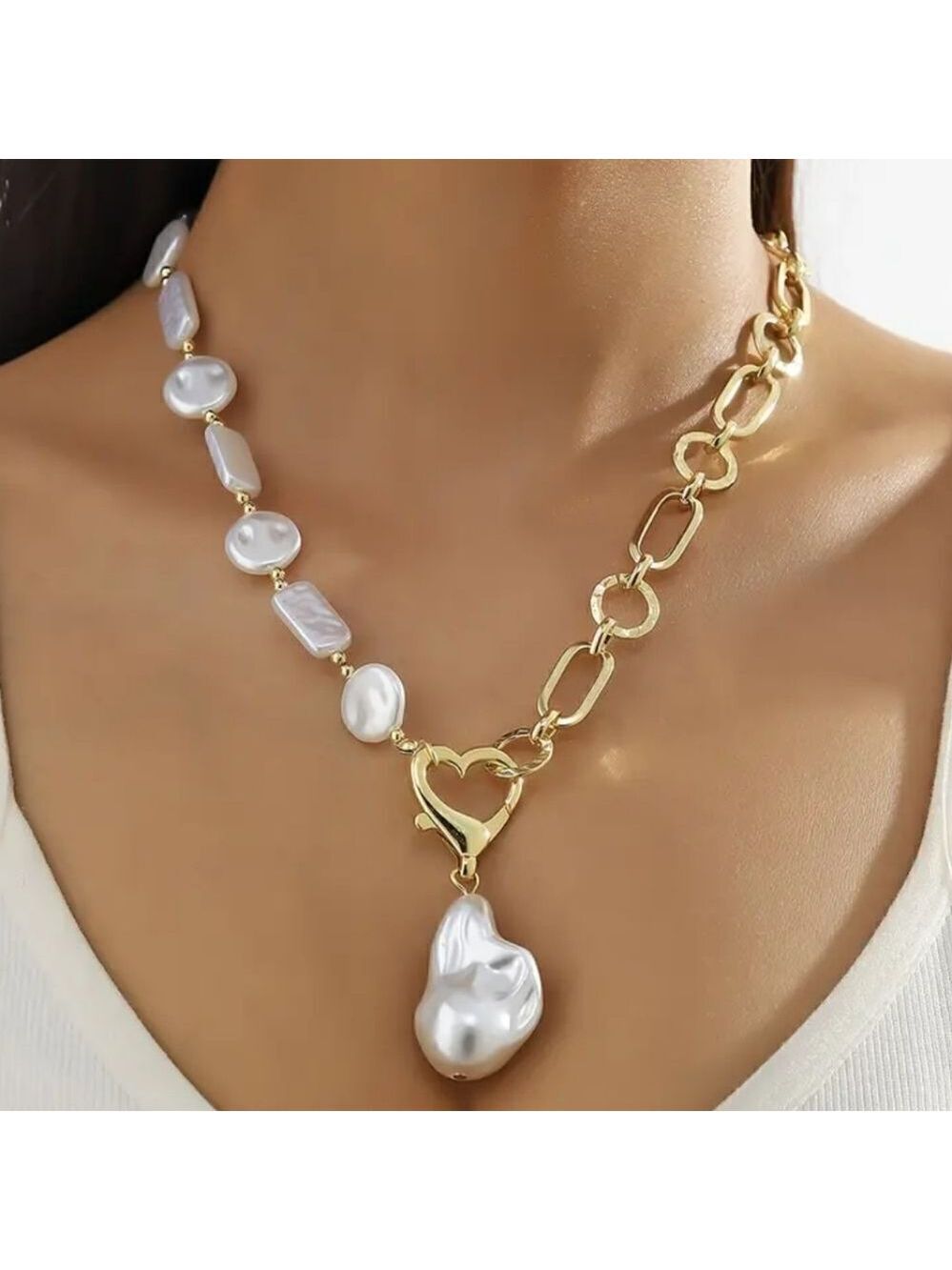 Baroque Style Lab Pearl Pendant Necklace